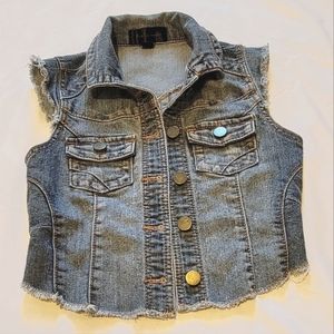 Fire Los Angeles frayed raw hem button up denim vest